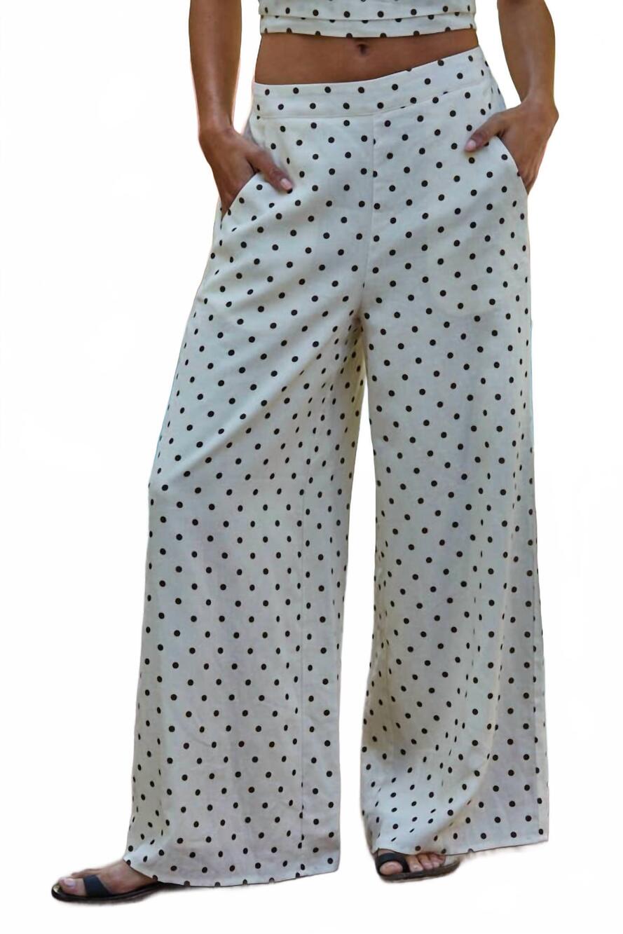 NEW BY TOGETHER woven polka dot pants in ivory brown
